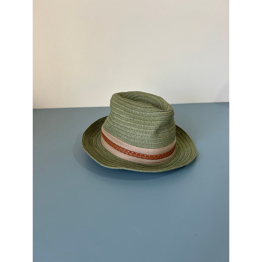Janie and Jack boys green straw fedora hat size 12-24 months